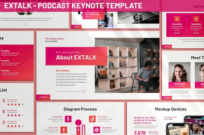 播客音频内容品牌推广Keynote模板 - 顶尖PPT