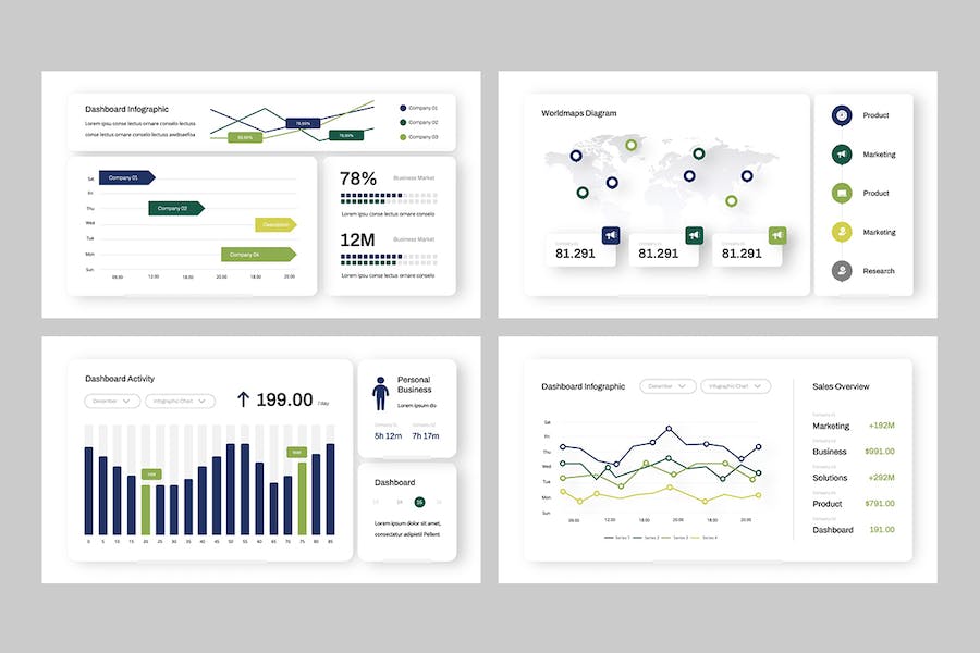 数据仪表板可视化展示Keynote模板 - 顶尖PPT