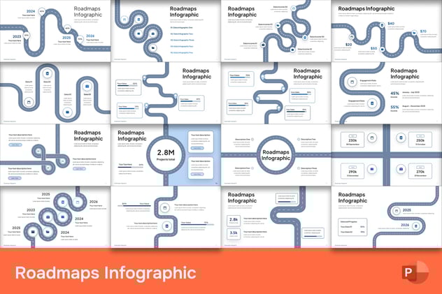 路线图形PPT模板 - 顶尖PPT
