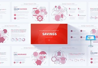 红色精美储蓄金融主题信息图表keynote模板 - 顶尖PPT