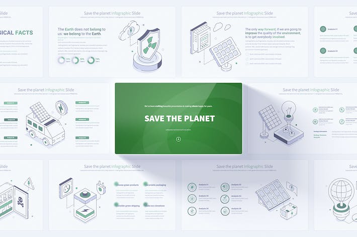 新能源发电插画图形PPT模板 - 顶尖PPT