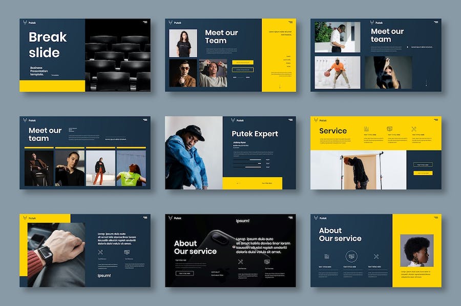 黄色亮色商务企业品牌视觉展示Keynote模板 - 顶尖PPT