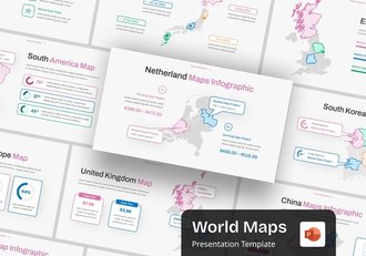 世界地图信息可视化科普PPT模板 - 顶尖PPT