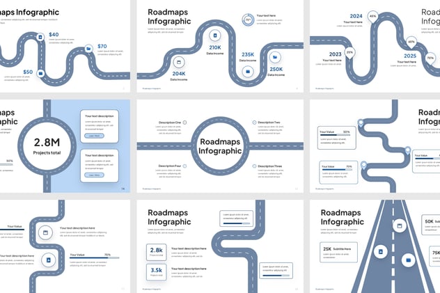 路线图形PPT模板 - 顶尖PPT