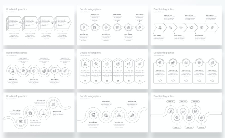 涂鸦信息图形图表讲述展示设计Keynote模板 - 顶尖PPT