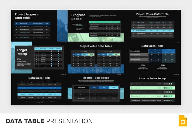 数据表格统计信息展示PPT模板 - 顶尖PPT