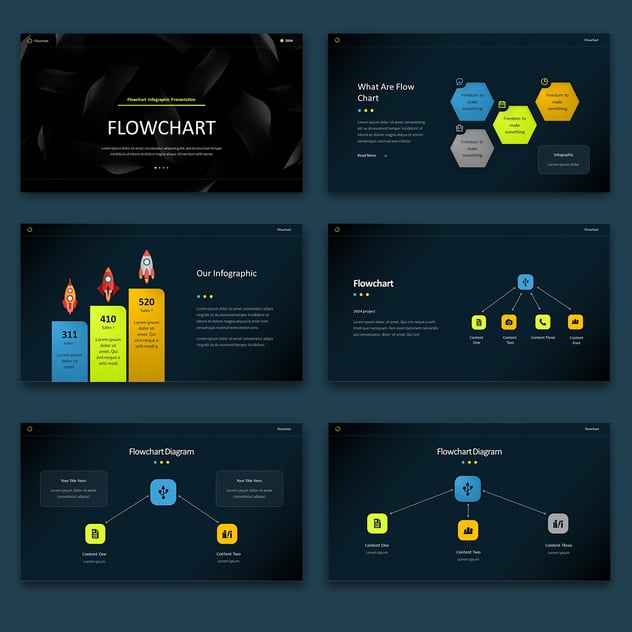 黑色系流程图keynote模板 - 顶尖PPT