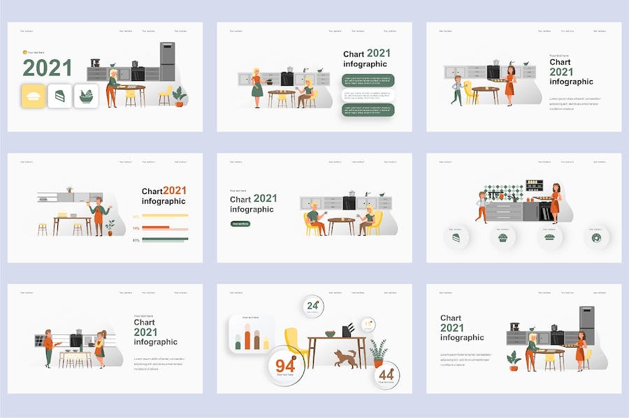 国外美食烹饪餐饮插画高级PPT模板 - 顶尖PPT