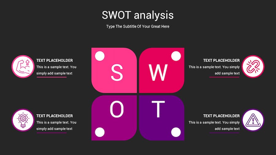 SWOT分析暗箱操作深色Keynote模板 - 顶尖PPT