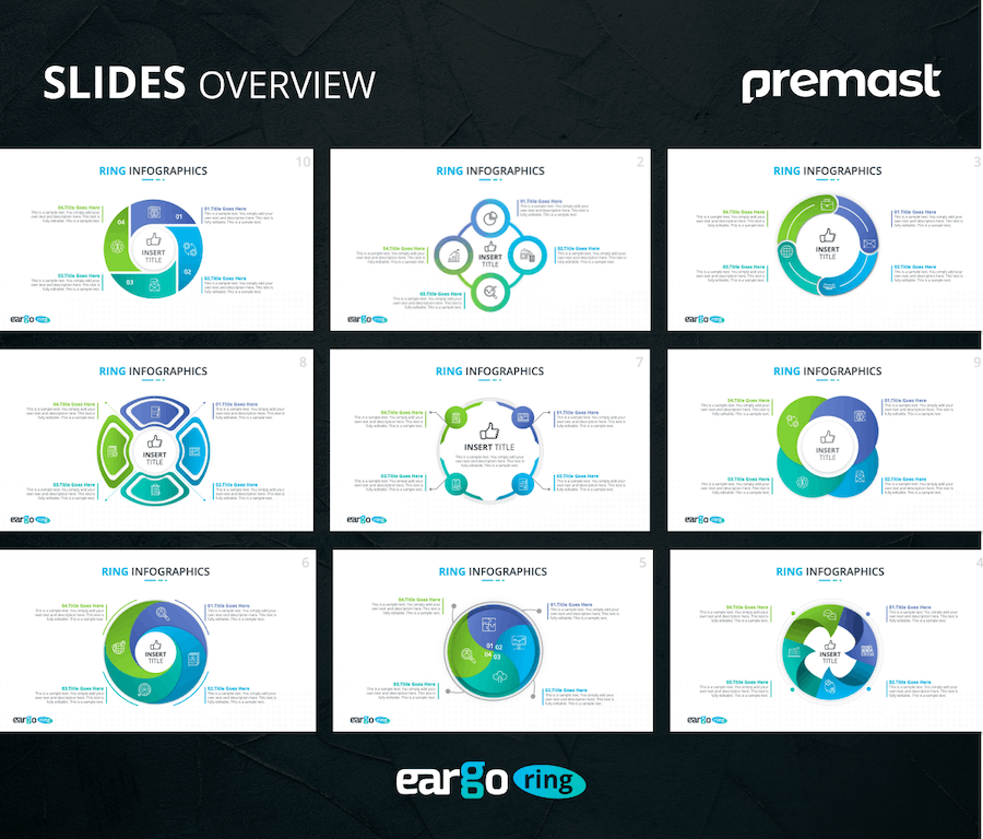 循环流程环形图数据可视化PPT模板 - 顶尖PPT
