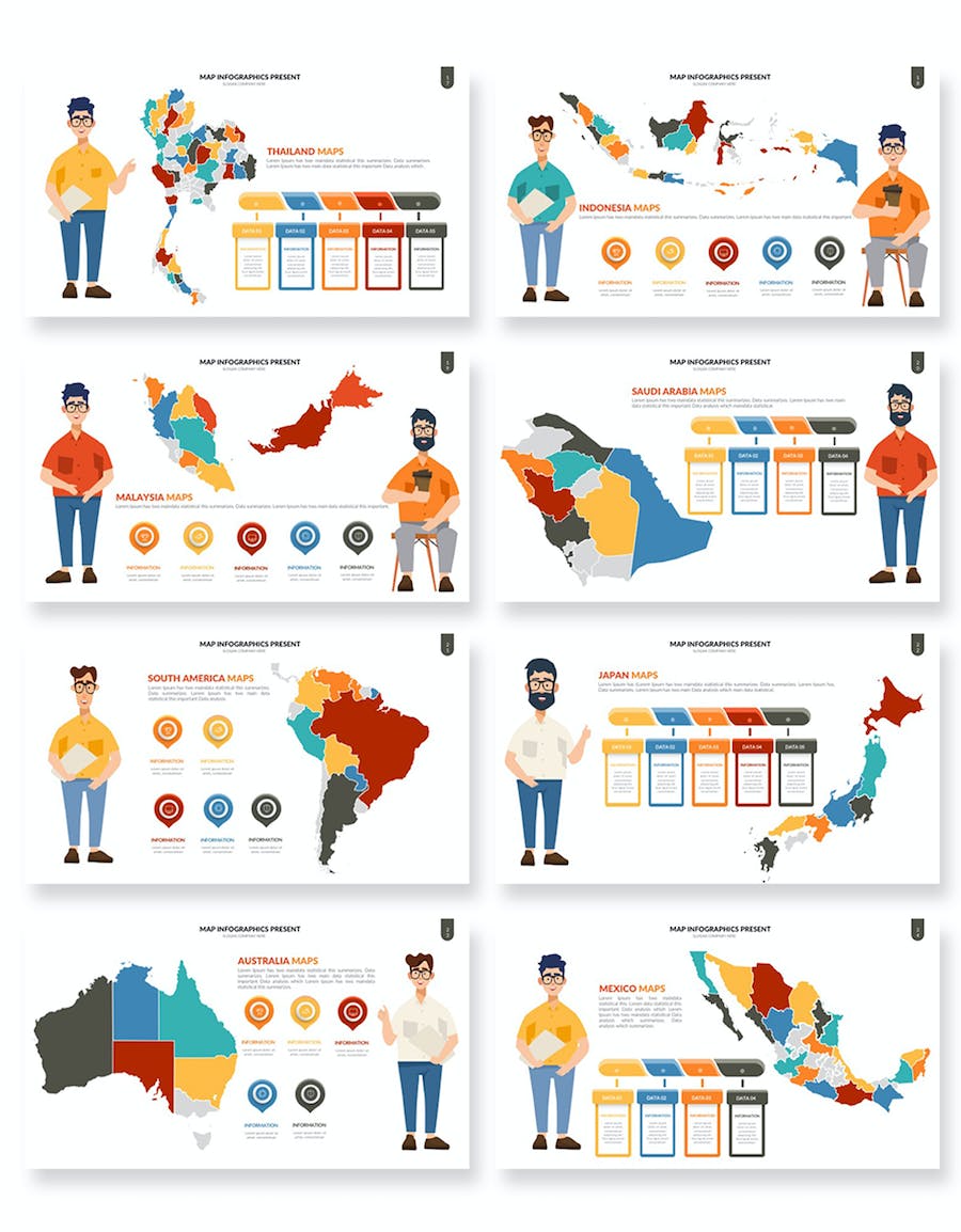 世界各国地图图形PPT模板 - 顶尖PPT