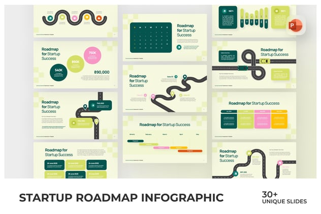 路线图信息图形PPT模板 - 顶尖PPT