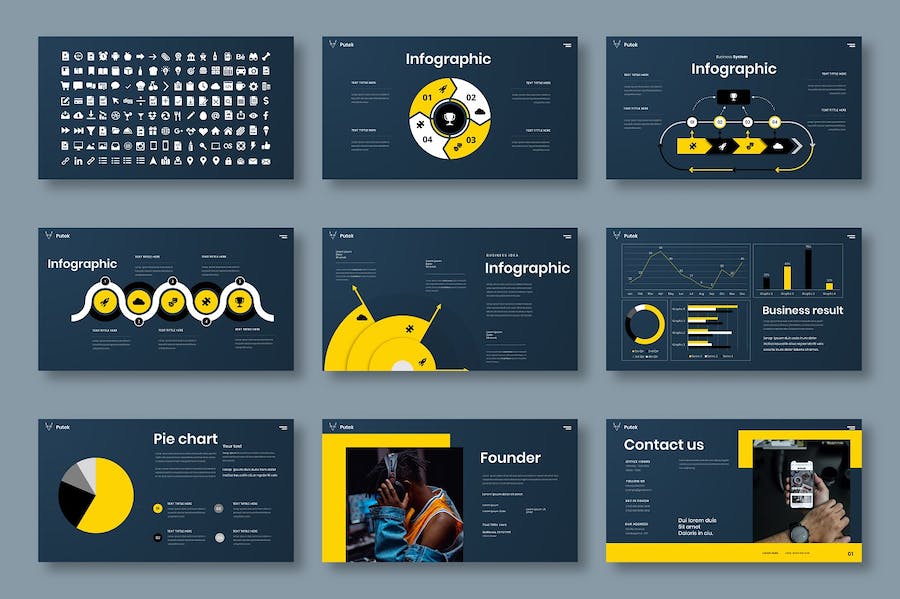黄色亮色商务企业品牌视觉展示Keynote模板 - 顶尖PPT