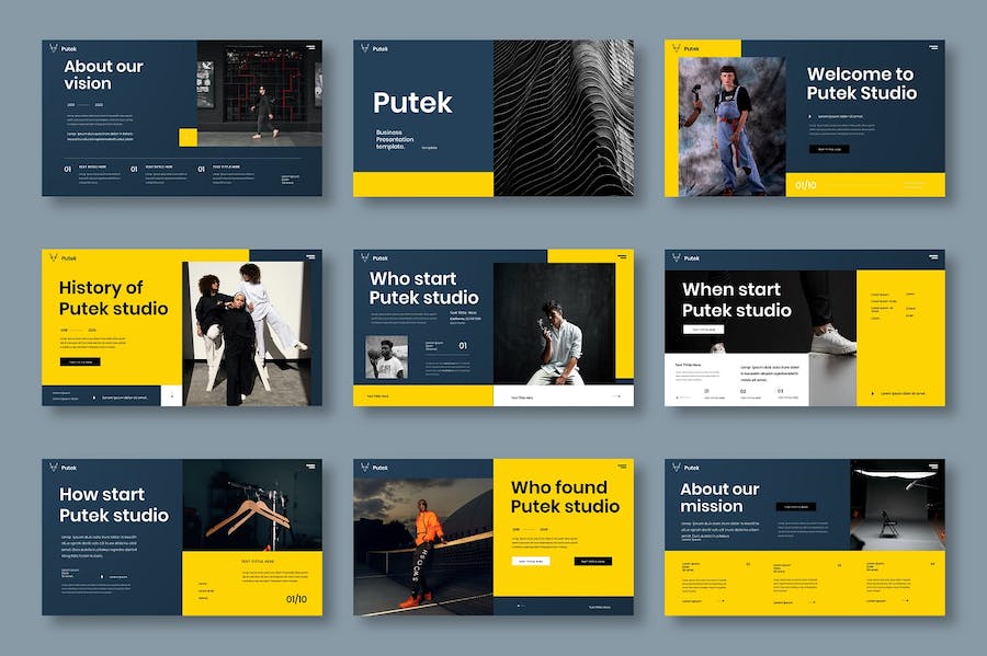 黄色亮色商务企业品牌视觉展示Keynote模板 - 顶尖PPT