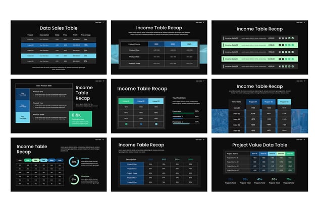 数据表格统计信息展示PPT模板 - 顶尖PPT