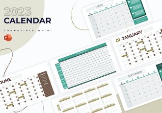 2023年日历计划安排信息图形PPT模板 - 顶尖PPT