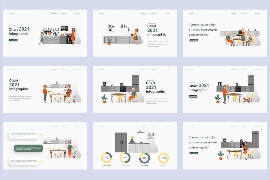 国外美食烹饪餐饮插画高级PPT模板 - 顶尖PPT