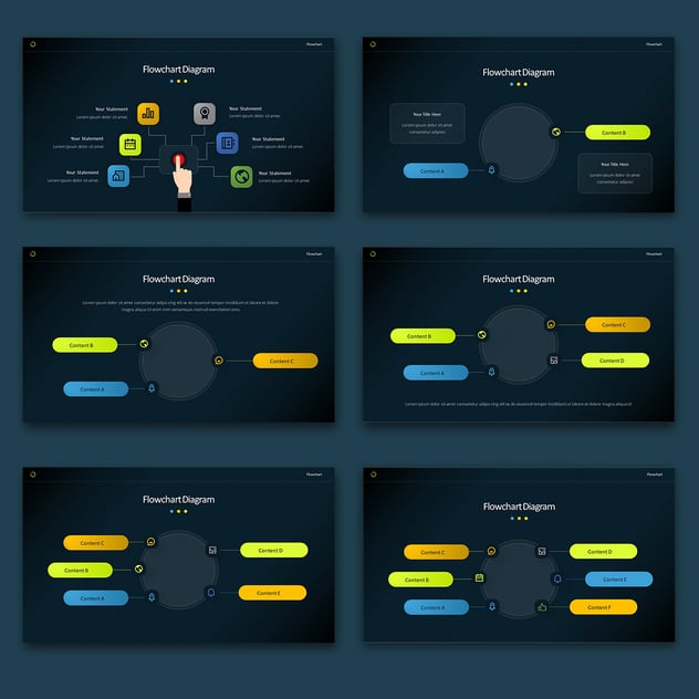 黑色系流程图keynote模板 - 顶尖PPT