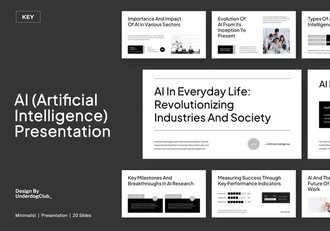 黑白AI技术原理应用案例发展趋势keynote模板模板 - 顶尖PPT