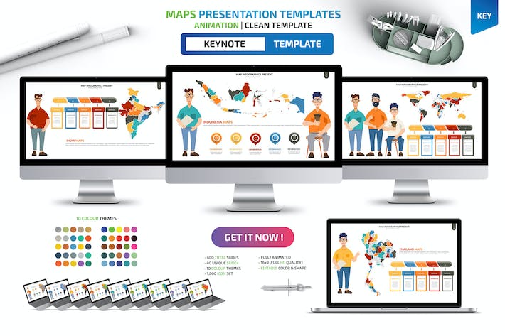 世界各国地图图形keynote模板 - 顶尖PPT