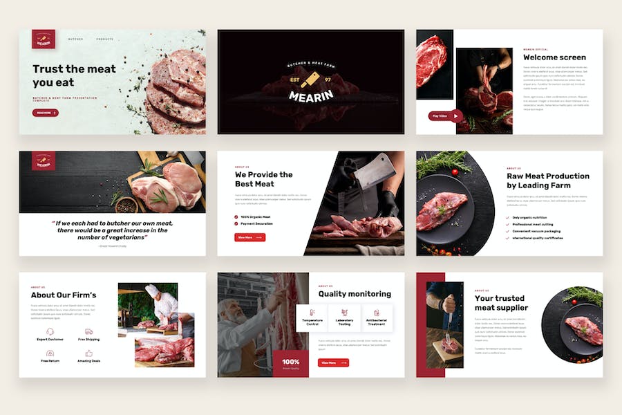 肉类农场肉铺加工企业简介keynote模板 - 顶尖PPT