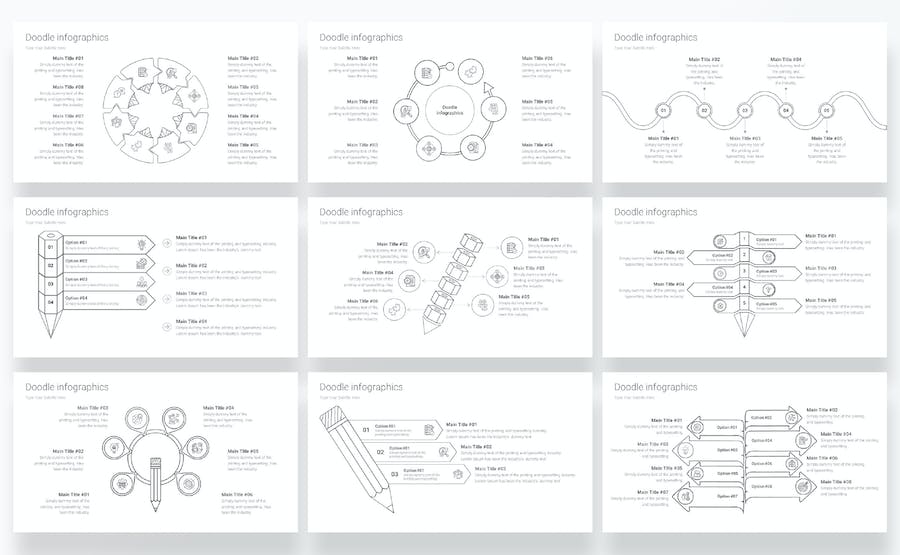 涂鸦信息图形图表讲述展示设计Keynote模板 - 顶尖PPT