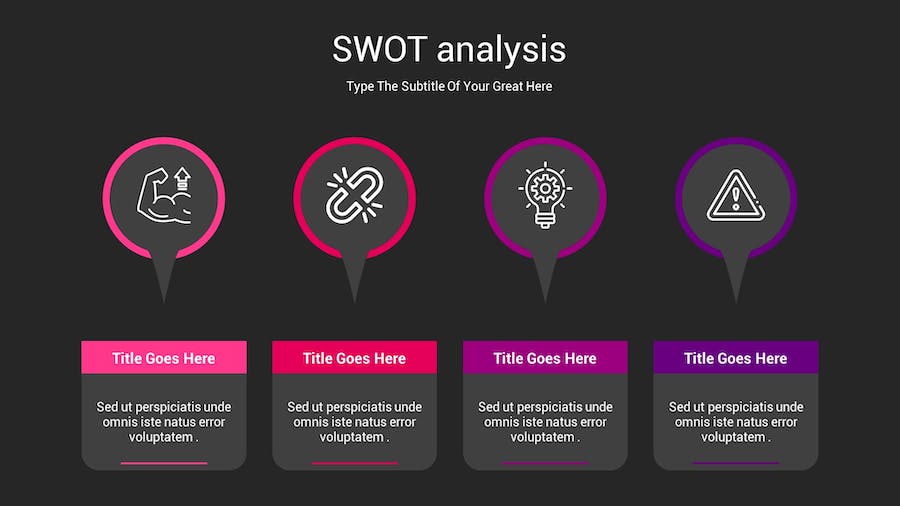 SWOT分析暗箱操作深色Keynote模板 - 顶尖PPT