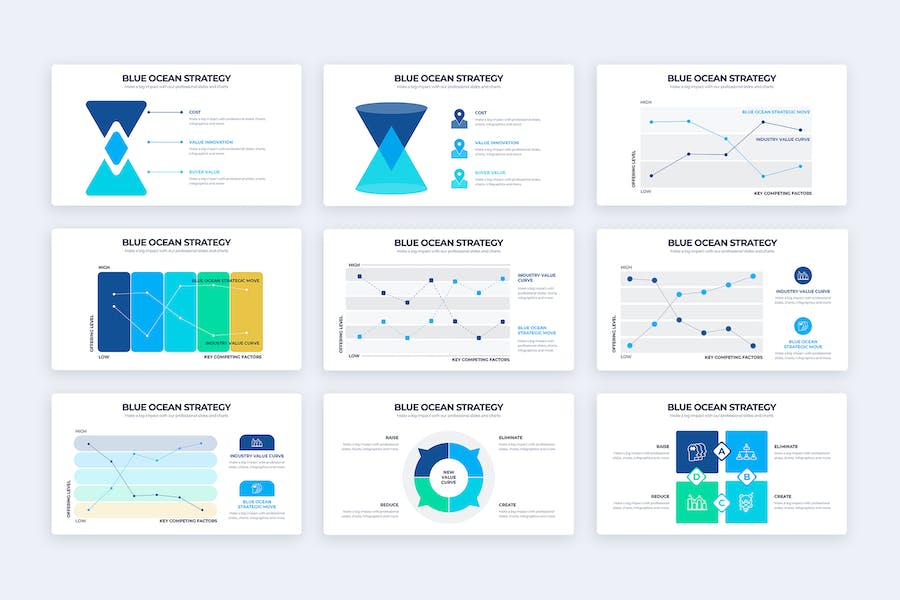 蓝海战略市场分析信息图表PPT模板 - 顶尖PPT