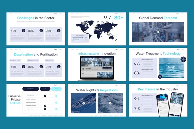 水资源管理环保污水治理行业PPT模板 - 顶尖PPT