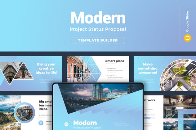 现代项目进展状态信息图表提案PPT模板 - 顶尖PPT