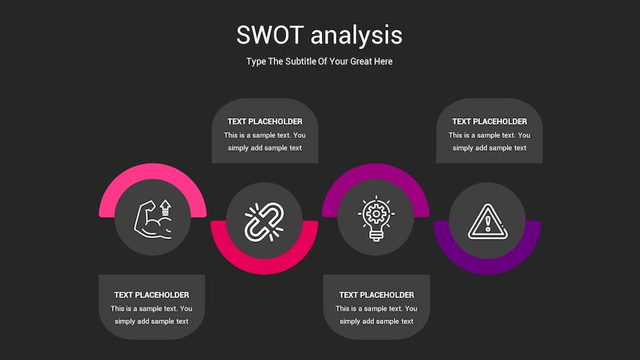 SWOT分析暗箱操作深色Keynote模板 - 顶尖PPT