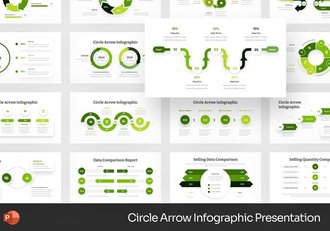 绿色步骤流程箭头图形PPT模板 - 顶尖PPT