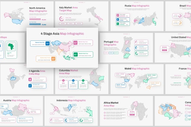 世界地图信息可视化科普PPT模板 - 顶尖PPT