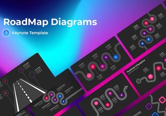 路线图示意图深色主题Keynote模板 - 顶尖PPT