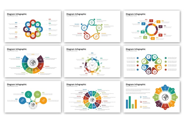 彩色环形关系图PPT模板 - 顶尖PPT