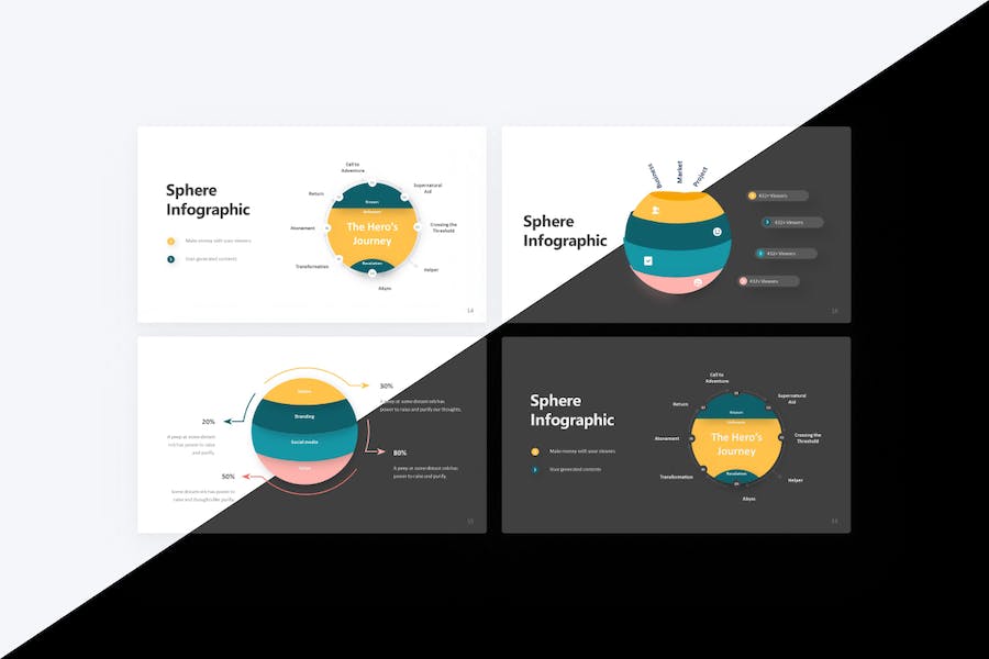 多种立体圆形球体切割面PPT图形模板 - 顶尖PPT