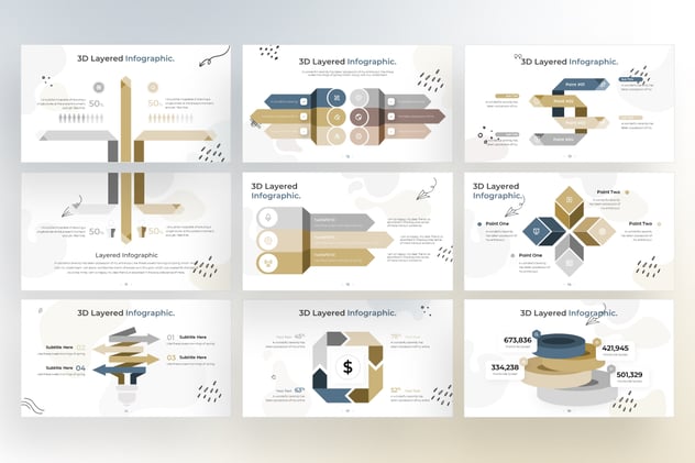 3D层级信息图形涂鸦风格keynote模板 - 顶尖PPT