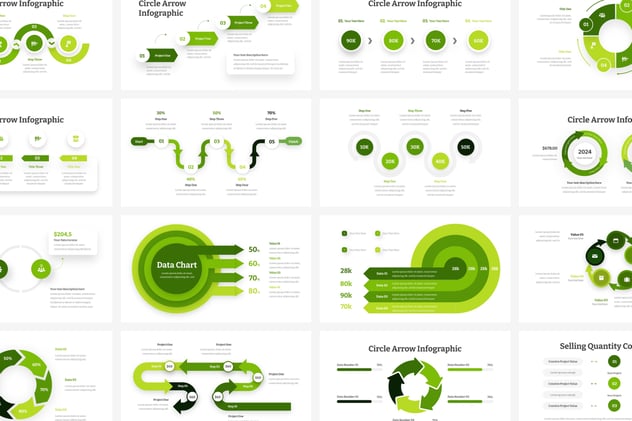 绿色步骤流程箭头图形PPT模板 - 顶尖PPT