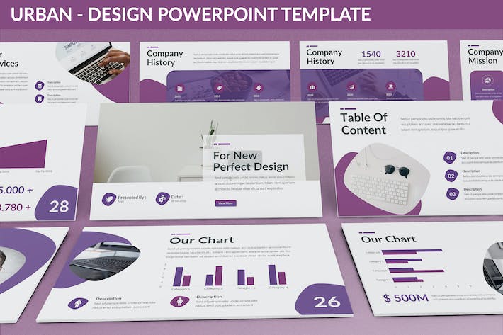 城市建筑设计展示规划PPT模板 - 顶尖PPT