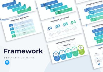 蓝色商业框架模型信息图Keynote模板 - 顶尖PPT