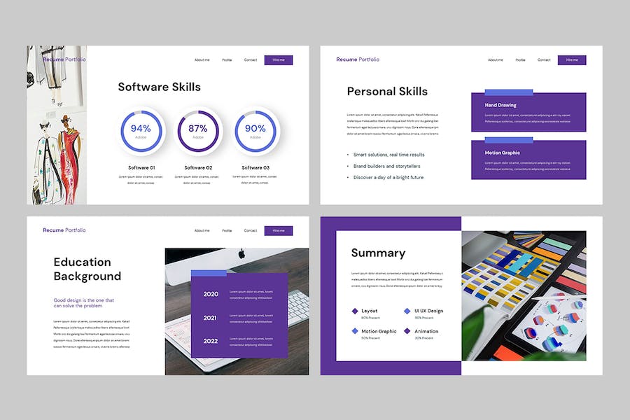 创意简历个人作品集设计展示Keynote模板 - 顶尖PPT