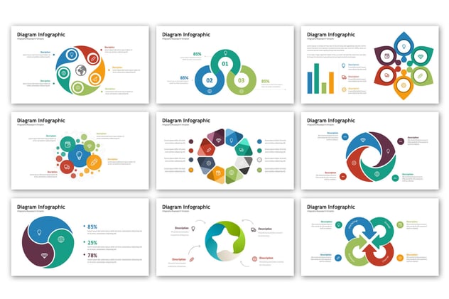 彩色环形关系图PPT模板 - 顶尖PPT
