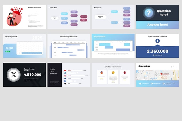 现代项目进展状态信息图表提案PPT模板 - 顶尖PPT