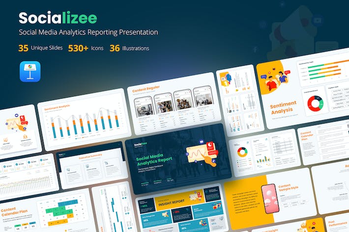 社交媒体数据分析调研报告keynote模板 - 顶尖PPT