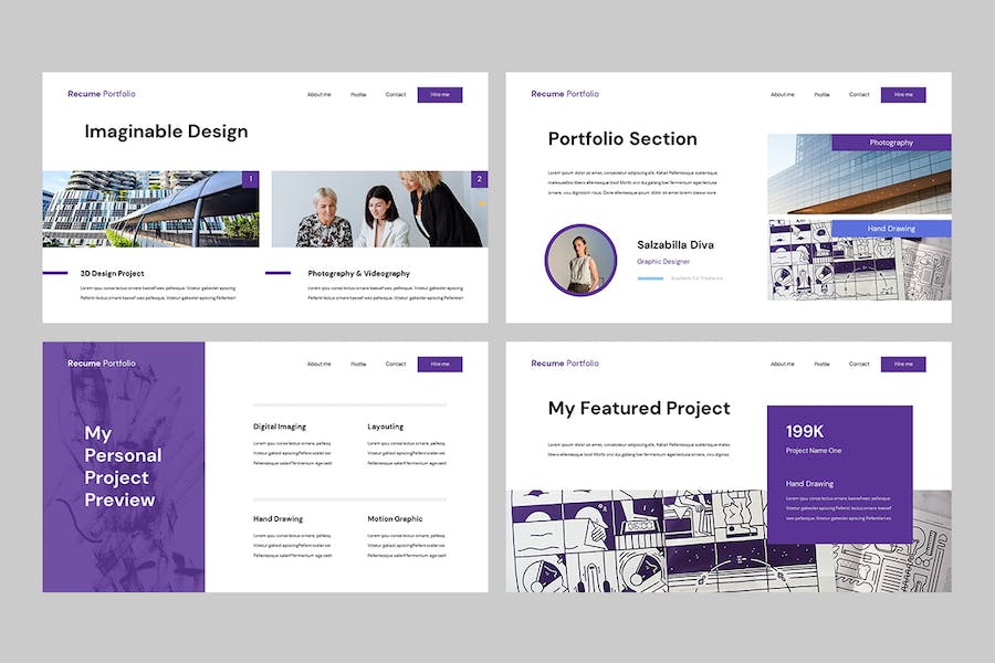 创意简历个人作品集设计展示Keynote模板 - 顶尖PPT