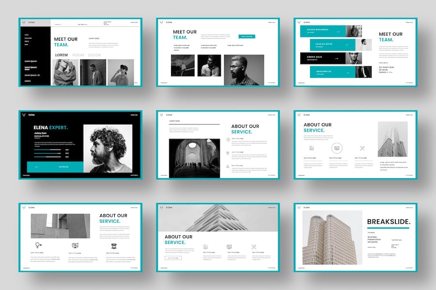 简约大气国外商务商业团队介绍图片展示PPT模板 - 顶尖PPT