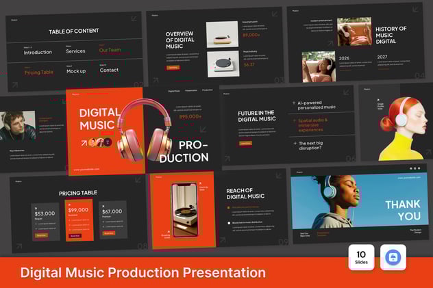 数字音乐制作主题keynote模板 - 顶尖PPT