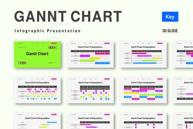 彩色图表信息图keynote模板 - 顶尖PPT