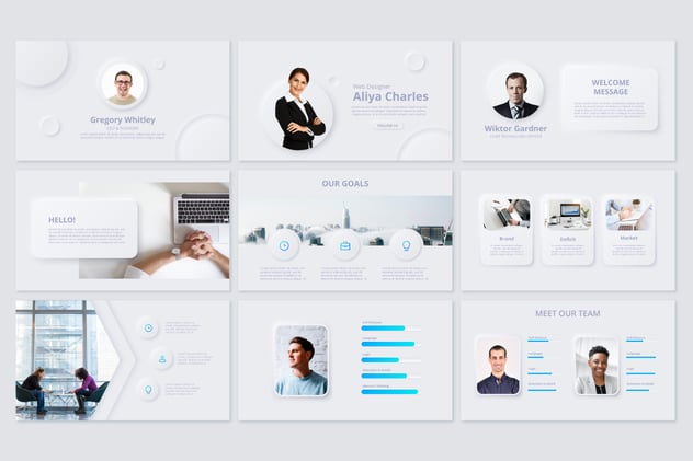 新拟态风格简约商务商业PPT模板 - 顶尖PPT