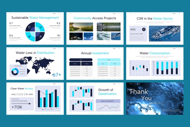 水资源管理环保污水治理行业PPT模板 - 顶尖PPT